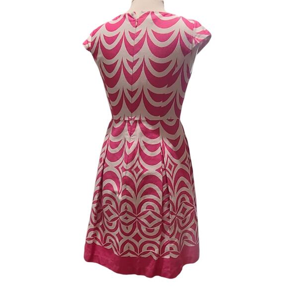 Talbots pink white cap sleeve A-line dress women's 8 petite - Picture 2 of 8